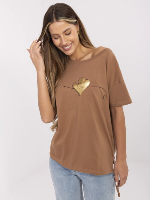 Stylowe t-shirt z krótkim rękawem w beżowym kolorze