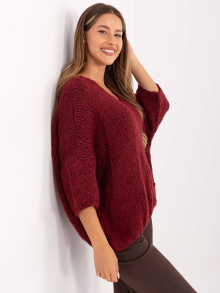 Stylowy bordowy sweter z 3/4 rękawami