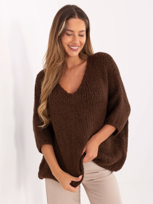 Brązowy sweter z 3/4 rękawami