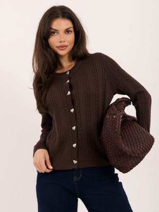 Elegancki brązowy sweter z okrągłym dekoltem