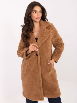 Stylowy camelowy płaszcz z podszewką