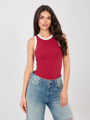 Krótki czerwony top bawełniany bez rękawów