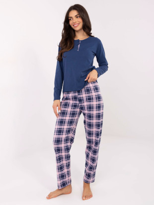 Damska piżama z długim rękawem w ciemnoniebieskim kolorze