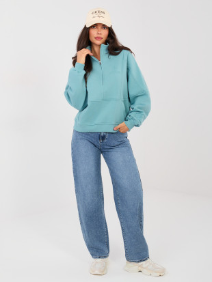 Damskie jeansy balloon fit z wysokim stanem, ciemnoniebieskie