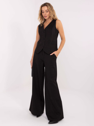 Elegancka czarna kamizelka w paski z podszewką
