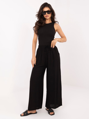 Czarne spodnie palazzo z wiskozy