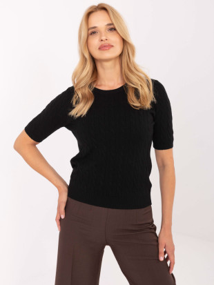 Stylowy czarny sweter z krótkim rękawem