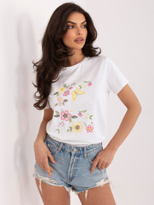 Biała koszulka z aplikacją i haftem