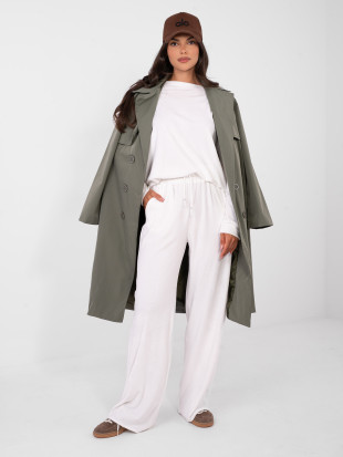 Damski komplet ecru z długim rękawem i ozdobnymi detalami