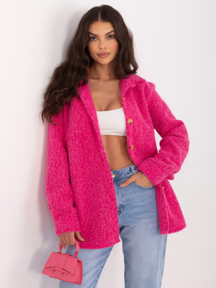 Stylowa fuksjowa kurtka przejściowa z kołnierzykiem