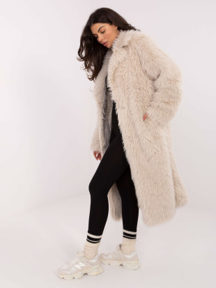 Elegancki beżowy płaszcz damski z podszewką