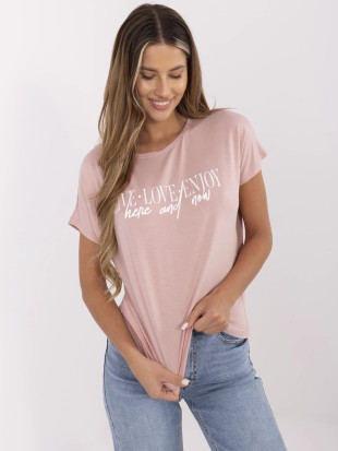 Stylowe t-shirt z napisem w jasnym różowym