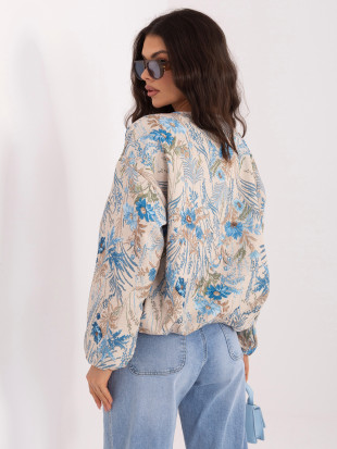 Niebieska bomberka w kwiaty bez kaptura