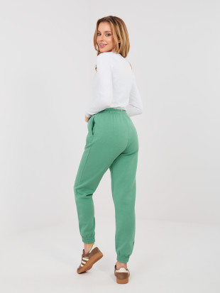 Pistacjowe spodnie dresowe z wysokim stanem