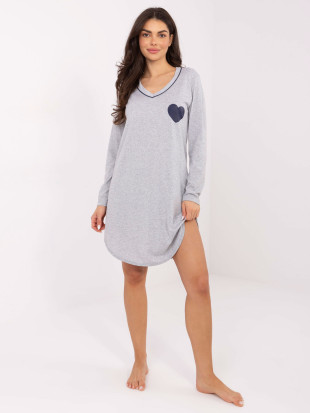 Szara damska koszula nocna z nadrukiem