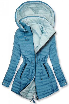 Pikowana dwustronna parka niebieska/babyblue